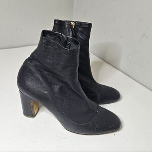 Rupert Sanderson Ankle Booties Black Leather Stretch Upper Women's 40 9 9.5
